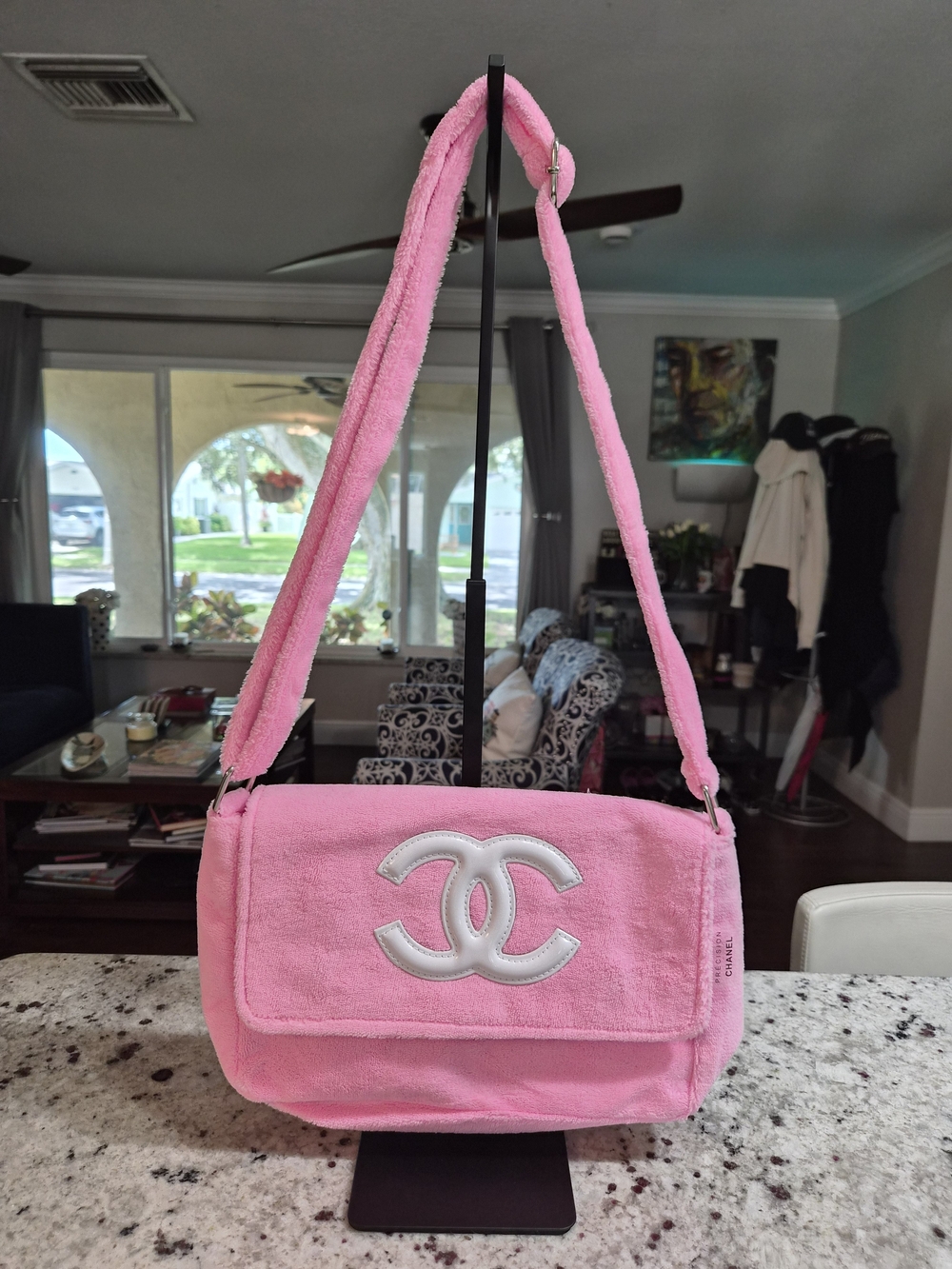 Chanel Precision VIP GWP Pink Terry Cloth Shoulder Crossbody Bag